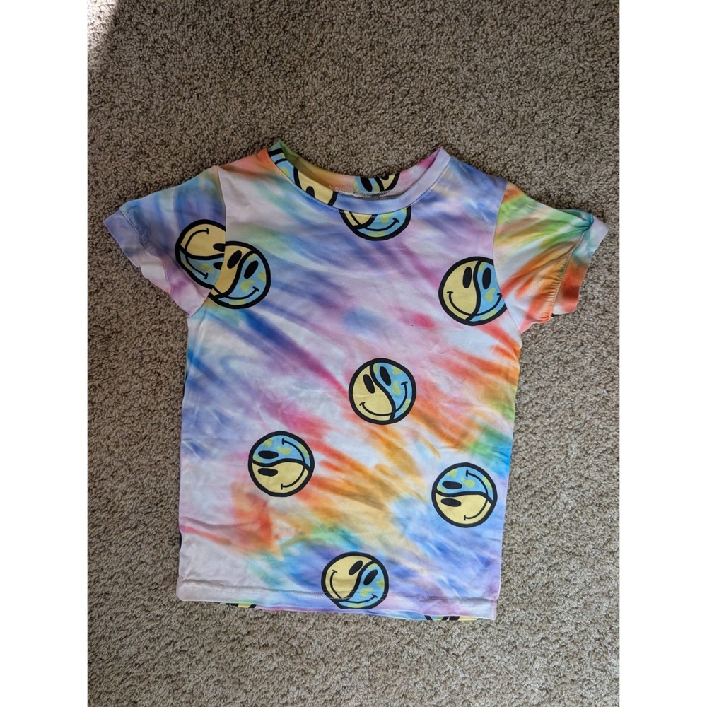 Rose & Mimosas x Elias Girls Size 10 Tie Dye Smiley Crop Top Y2K Kidcore